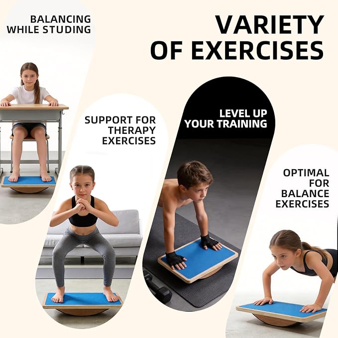 Juoe Balance Board Wobble Board,Balance Toys for Physical Therapy | Wooden Wobble Balance Board for Adults and Kids,Balance Training,Standing Desk Core Strength Balance Rocker Board