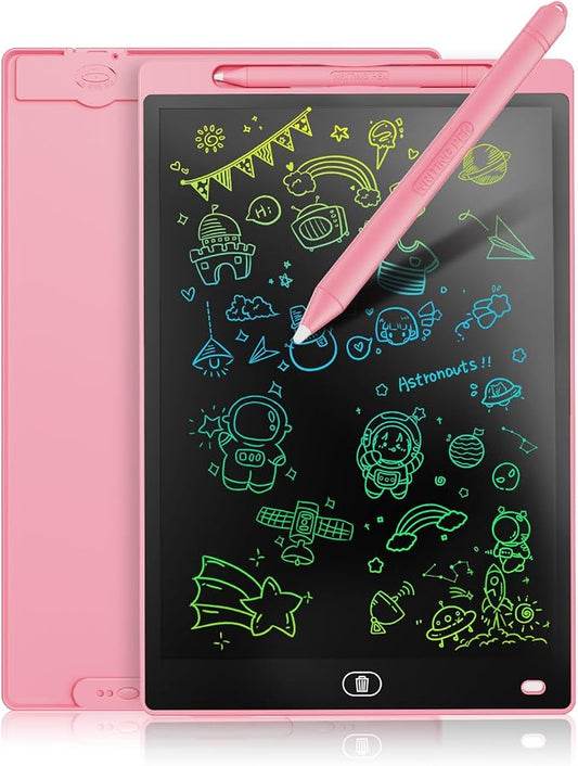 Genialba LCD Writing Board 8.5 Inches, Colourful Electronic Tablet, Portable Erasable Drawing Board, Graphic Tablet for Children's Games 3 4 5 6 7 Year Old Kid Boys Girls (Pink)