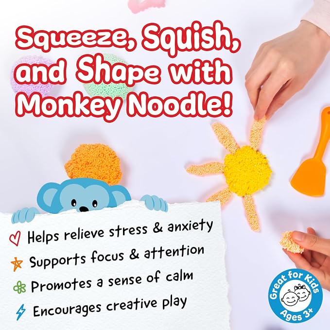 Impresa Monkey Foam Beads Slime, Pack of 5 Primary Colors for Preschool, Sensory Play & Sensory Toy for Kids - Squishy Modeling & Creative Toys - Ages 3+