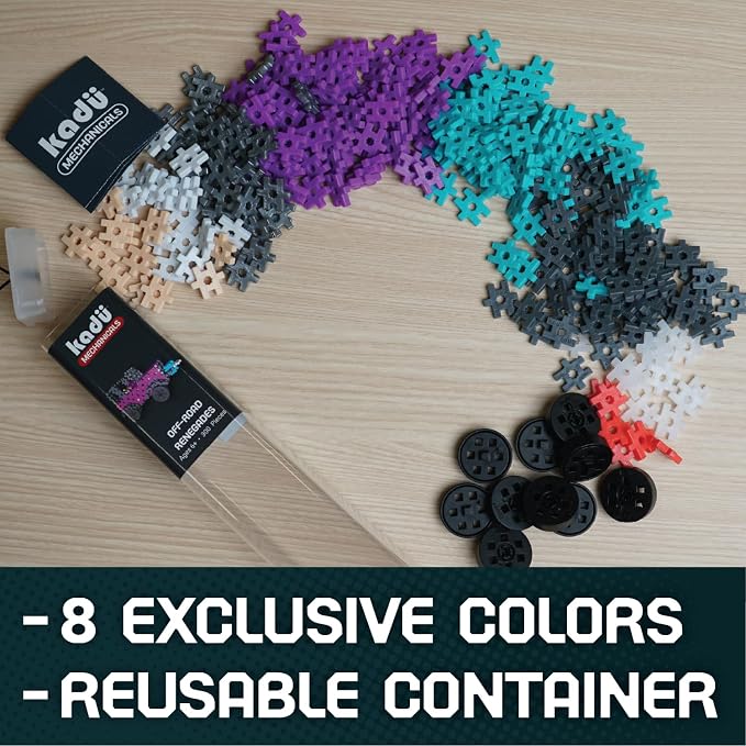 KADÜ Mechanicals 300 Piece Off-Road Purple Kids Age 6+ Building Blocks | Creative Mini Sensory Construction Puzzle tiles - Open Ended Play Gift Boys + Girls - Classroom Homeschool Manipulatives