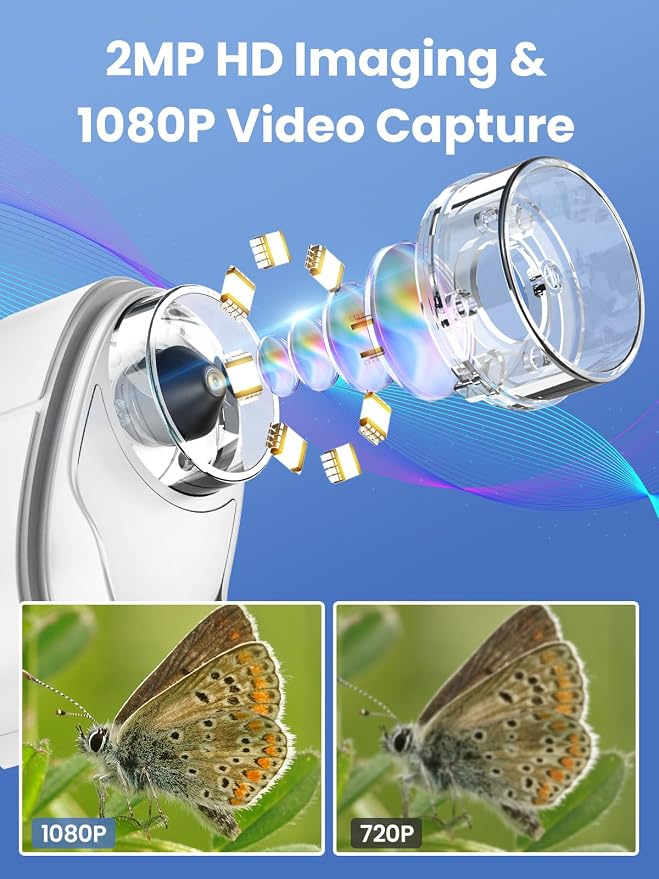 Microscope for Kids, 2.4 Inch Digital Microscope with 1000X Magnification, Handheld Camera Mini Pocket Magnifying Glass, Educational Toys for Ages 3+, White