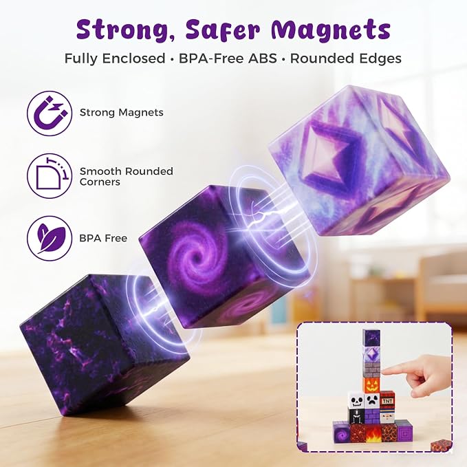 3 otters 150PCS Magnetic Building Blocks, with a Storage Bag, Portal | for Kids, Stem Learning, Easy Storage and Portability, Develops Spatial Awareness and Creativity, Birthday Gifts
