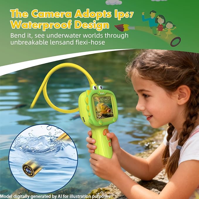 Kids Borescope Camera, STEM Learning Toy for 3+ Years Old Boys Girls | Back to School & Birthday Gift for Kids, Portable Outdoor Camping Exploration Toy with 8 LED Lights & 2.4‑Inch Screen