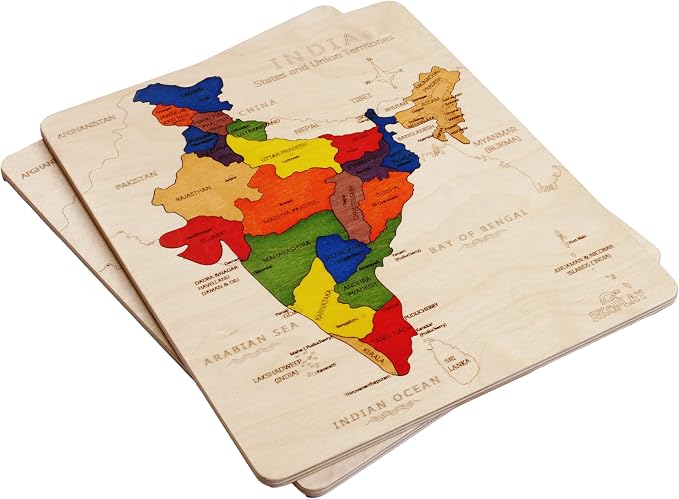 India Map Wooden Jigsaw Puzzle for Kids | 22 Puzzle Pieces | Learning & Educational Toy Gift for Boys & Girls Ages 4 Years and Above