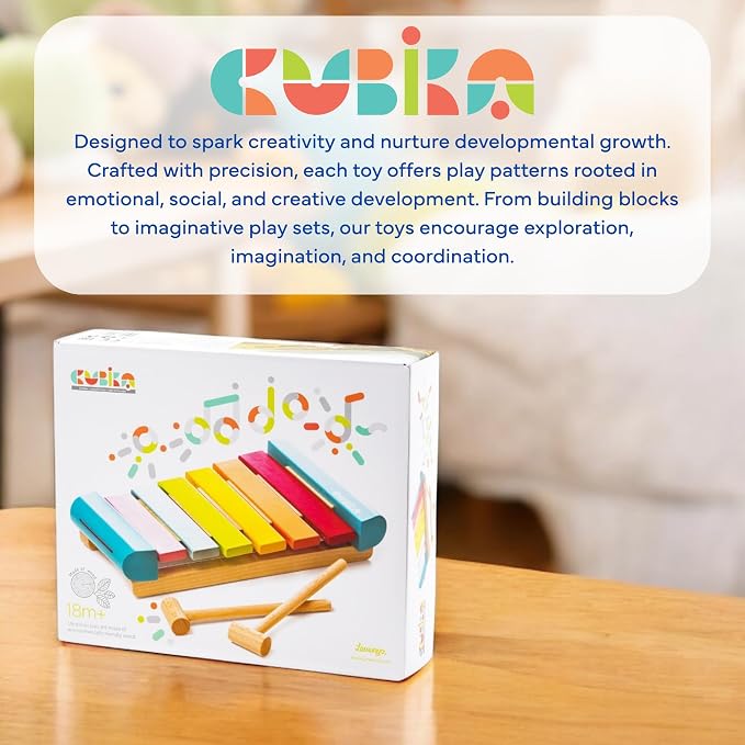 Wooden Toy Xylophone – Montessori Musical Toy for Toddlers Ages 18 Months+ – Includes 2 Wooden Mallets – FSC-Certified Wood, German Water-Based Paint – Wooden Toys for Toddlers