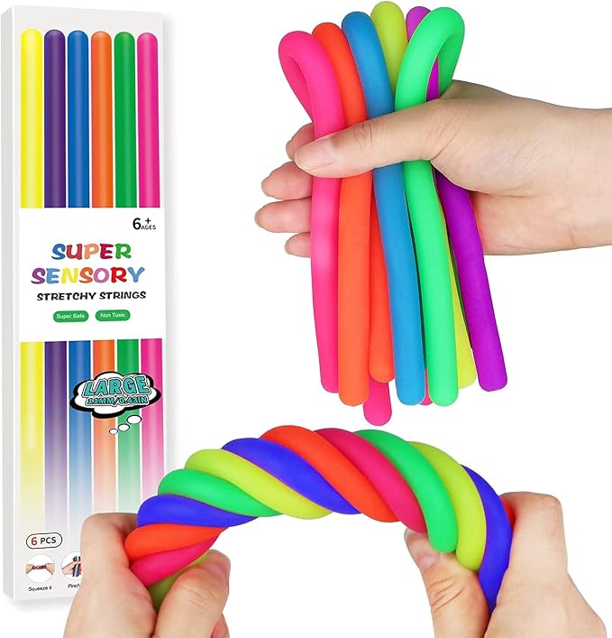 Sensory Toys for Kids,Fidget Stretchy Strings for Stress,6 pcs Thick | Sensory Toys Special Needs for Autistic ADHD Autism Children Toddlers Boys Girls,Halloween Christmas Party Favor