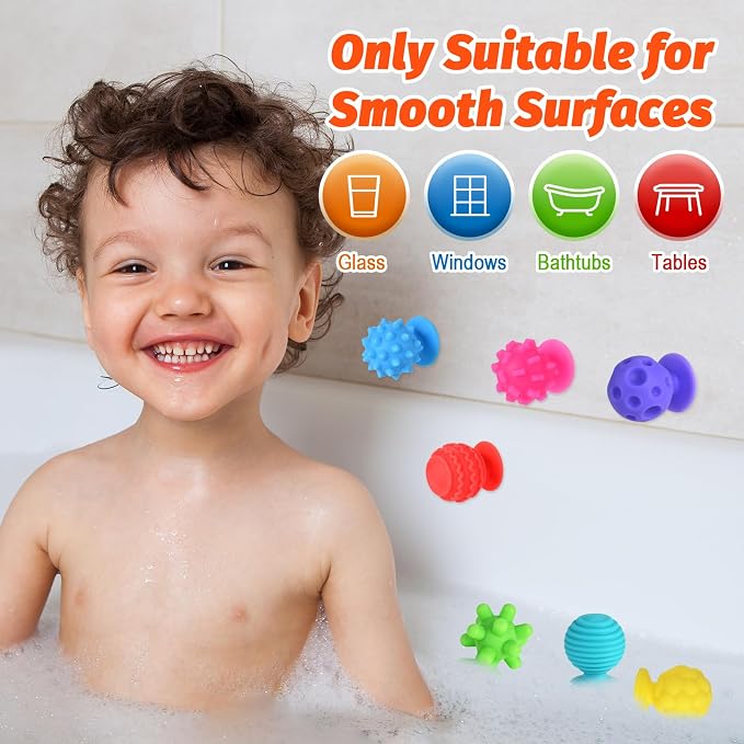 GOLDGE 16 Pack Sensory Fidget Toys for Kids, Textured Suction Cup Toys | 8 Colors Silicone Stress Relief Toys for Autism, Calm Corner Supplies for Classroom, Stocking Stuffers, Road Trip