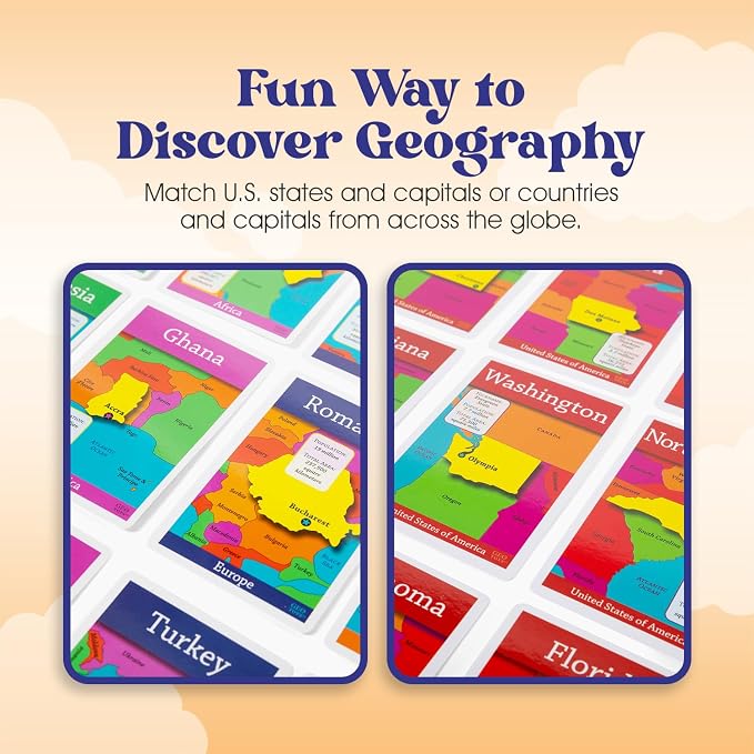 World & USA Bingo for Kids Ages 4 and Up, Geography Game for Home & School | Fun Kids Educational Game & Learning Resources, Bingo Games for Family, Play & Learn States and Capitals & World Countries