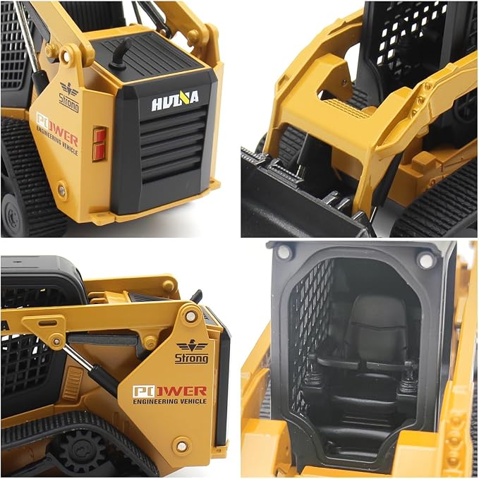 Mostop Construction Truck Toy 3 in 1 Skid Steer Loader with Metal Forklift and Grab Shovel Construction Vehicle, 1/50 Tracked Metal Forklift Truck Toy for Kids Boys Ages 3+