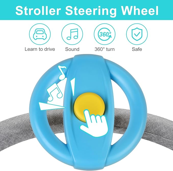 Accmor Stroller Steering Wheel Toy, Steering Wheel for Shopping Carts | Simulated Steering Wheel Universal Detachable Pretend Driving Funny Stroller Toy Attachment