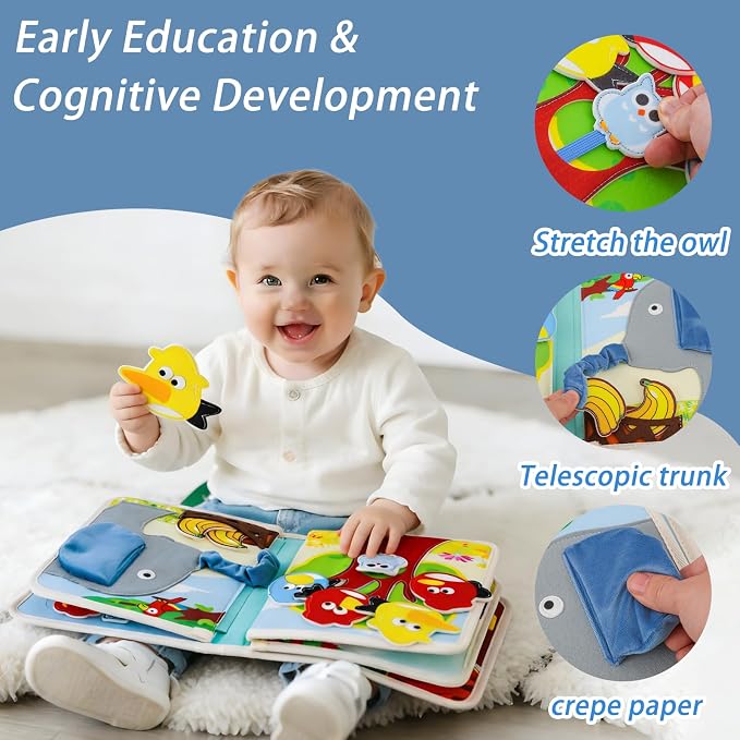Montessori Busy Book for Toddlers 1-3 – Soft Felt Quiet Book for Sensory & Fine Motor Skills