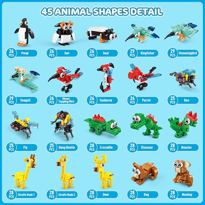 INSOON 30 Packs Animal Party Favors for Kids, 810 PCS Mini Animal Building Block Toy Set for Goodie Bag Fillers Classroom Prizes Easter Birthday Children's Day for Boys Girls Student Ages 6+ | 810PCS Mini Animal Building Toy Set for Goodie Bag Fillers ...