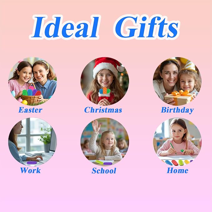 Fidget Toys Worry Stones & Calm Strips - 8 Pack Sensory Toys for Kids with Autism, Quiet Fidgets for Classroom Treasure Box Prize, Texture Suction Toys for Autistic Kids 5-7 8-12