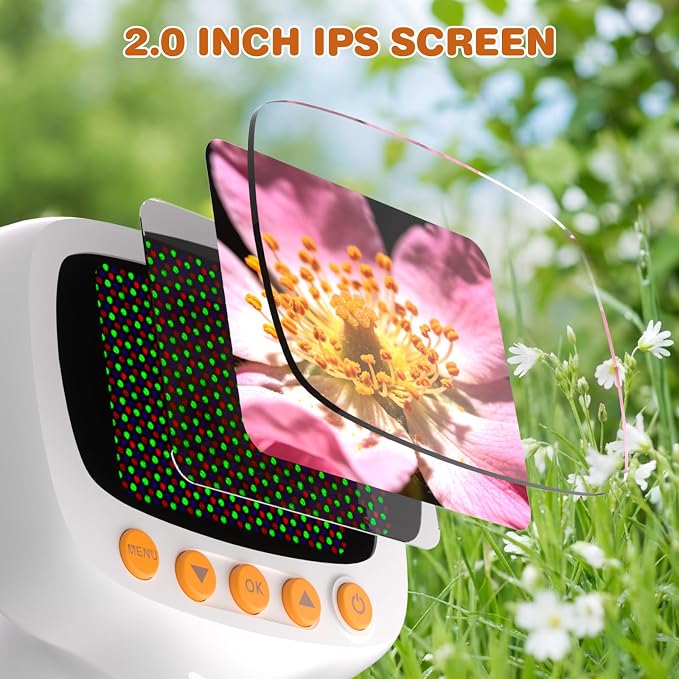Pocket Kids Microscope for Over 3 Years Old, 1000X Handheld Microscope for Kids w/2''IPS Digital, Photo Video Mini Portable Microscopes, Science Edu Digiscope,Christmas Birthday Gifts for Kids