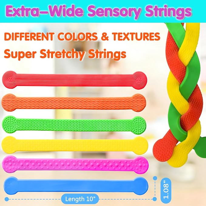 Sensory Fidget Autism Toys for Kids - Extra-Wide Stretchy Stress Relief Toys for ADHD Kids - Textured Calming Squishy Toys for Autistic Toddlers Boys Girls Gifts Party Favor Prizes for Classroom