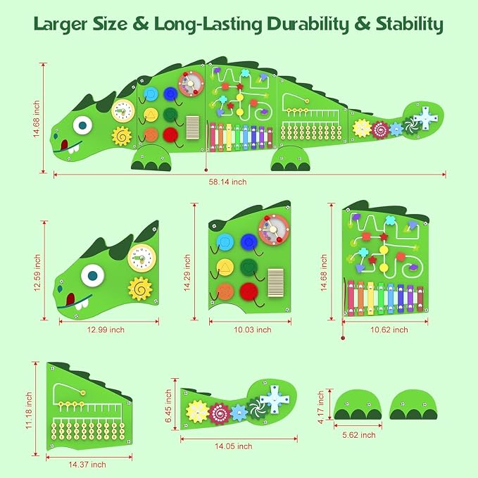 Activity Wall Busy Board for Toddlers: 9-in-1Interactive Activities | Montessori Sensory Toys Panel for Playroom - Build Fine Motor Skills & Hand-eye Coordination - Gift for Kids Age 3+