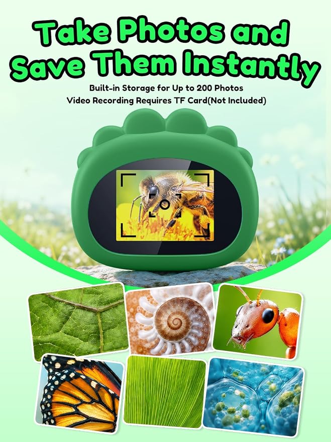 Acoath Microscope for Kids, 1000X Handheld Digital Miniscope with 2.0" Screen, Portable Pocket Microscope Education Toys Birthday Gifts for Age 3 4 5 6 7 8 9 10 Girls Boys-Green