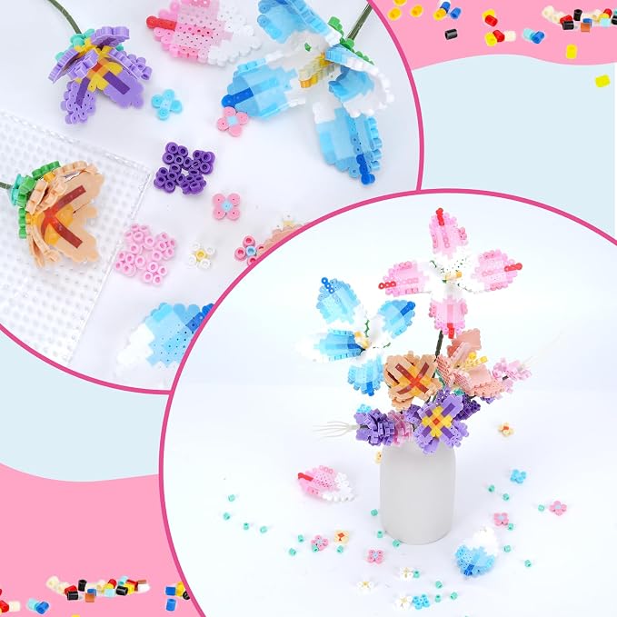 Meland Fuse Beads Kit, 5MM 11,000 Beads in 36 Colors, Crafts for Ages 5-12 | Includes 5mm beads, 5 pegboards, ironing paper and chain accessories for creative crafts, keychains and colorful designs