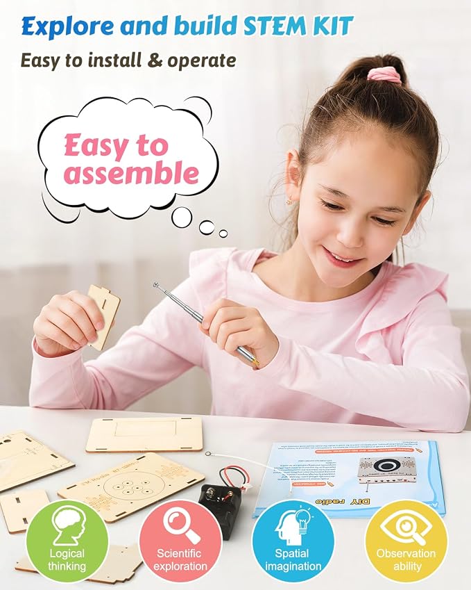 Poraxy Science Kits for Kids Age 8-12 12-14, STEM Kits 8-10, Build Your Own FM Radio Kit, Electronic DIY Experiment Engineering Building Project, Toys Gifts for Teen Boys Girls 9 11 13 15 16+