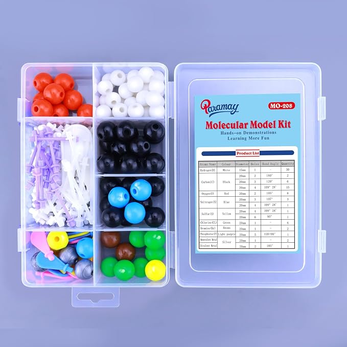 Chemistry Molecular Model Kit (208 Pcs) for Student and Teacher,Organic and Inorganic Chemie Learning Set,Motivate Enthusiasm for Learning Chemistry and Raising Space Imagination