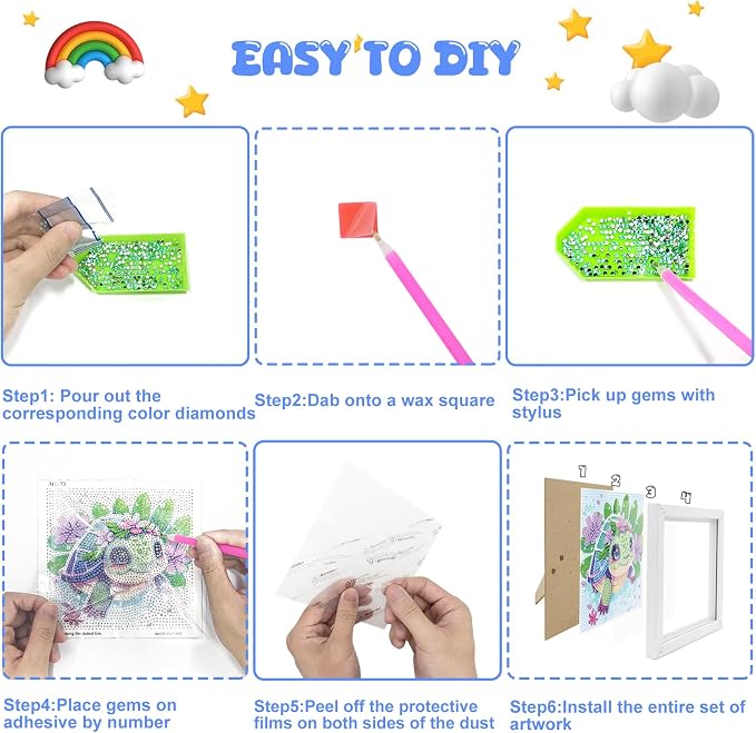 Diamond Art Kits - Crafts for Girls - Diamond Art Painting with Wooden Frame - Arts and Crafts - GEM Art Supplies Dots for Adult Beginners Home Wall Decor Gifts