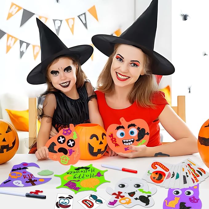 Max Fun 332PCS Halloween Crafts for Kids, Halloween Activities Foam Pumpkins for Crafts Stickers Gift Kits, DIY Art and Craft Set for Holiday Classroom Decorations Party Favors Supplies
