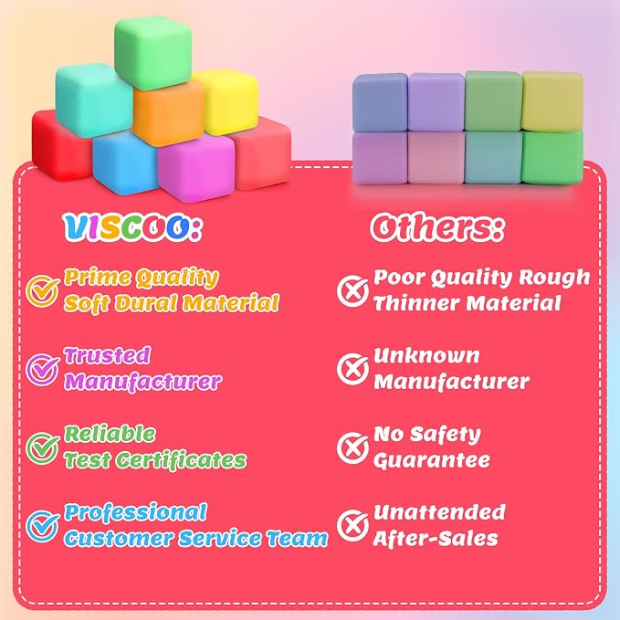 VISCOO 60 Pack Slow Rising Stress Cube, Stress Balls Fidget Squishy Toys | Squeeze Toy for Anxiety Relief, Pull Stretch Squishy Ball for Classroom Prize, Party Favors for Kids Adults