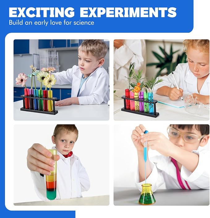 Science Kits for Kids 3-5 Test Tube Droppers for Kids Chemistry Set | Toddler Science Kit Test Tubes Dropper Beaker Set Science Experiments for Kids 4-6 Preschool Science Center Materials STEM