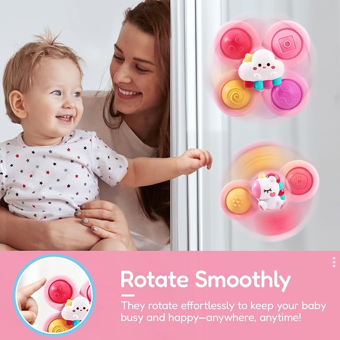 Pop Suction Cup Spinner Airplane Travel Toys for 1 Year Old Boy Girl | Novelty Spinning Tops Infant 12 18 Months,1 2 Year Old Boy Birthday Gift for Toddlers ,Sensory Baby Bath Toy Kids Ages 1-3