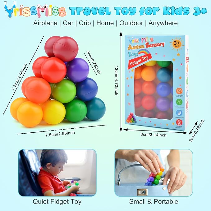Yrissmiss 4PCS Autism Sensory Toys for Autistic Children, Quiet Fidget Toys for Adults & Kids, Travel Toys for Kids Age 3-5 Easter Basket Stuffers Gifts for Kids Boys Girls