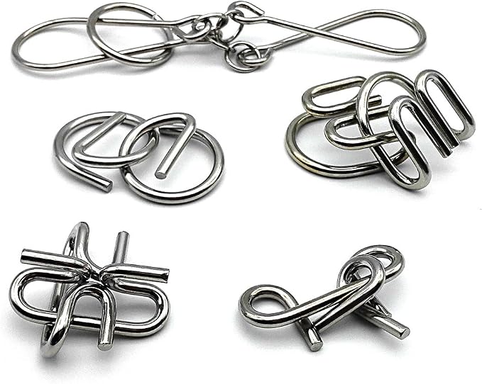 Zooshine 18 Sets Metal Brain Puzzles Teasers Games for Adults Kids | Different Level from Easy to Difficult Disentanglement Iron Link Unlock Interlock Toys for Party Classroom Gift Opction
