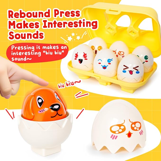 Easter Eggs,Montessori Fun Geometric Egg Toys for Toddlers 1-2,Early Learning Educational Fine Motor Shape Sorter Matching Games Easter Basket Stuffers Gifts for Boys Girls