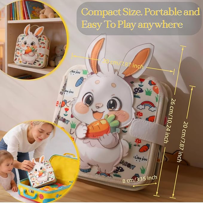 Montessori Forest Animals Busy Book, Airplane Travel Felt Quiet Busy Board for Toddler 1-3, Preschool Kids Learning Activities Sensory Toy to Develop Fine Motor Skills, Boys Girls Birthday Gift (#B)