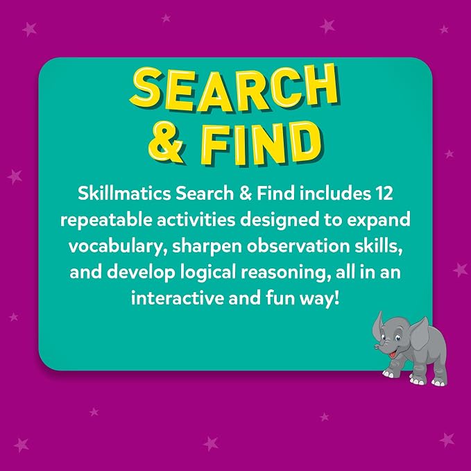 Skillmatics Search and Find – Preschool Learning Activity, Gift for Kids | Reusable Write & Wipe Mats, Art & Crafts, Build Vocabulary, Screen-Free, Educational Toy for Toddlers & Kids Ages 3, 4, 5, 6