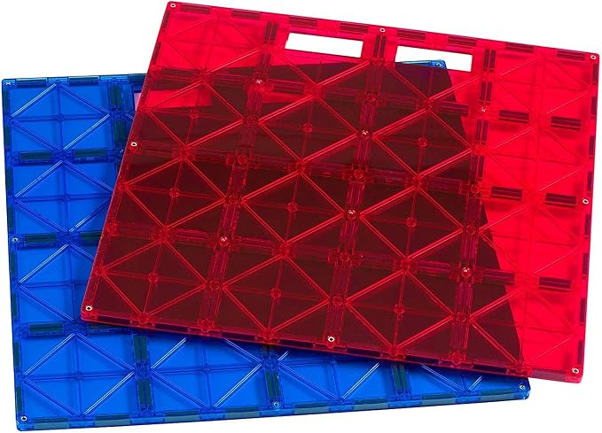 Playmags Super Durable Building Stabilizer Tile with Carrying Handle for Easy Play, 12 x 12. Great add on to All Magnet Tiles Sets Works with All Leading Brands (1 Pack - Colors May Vary)