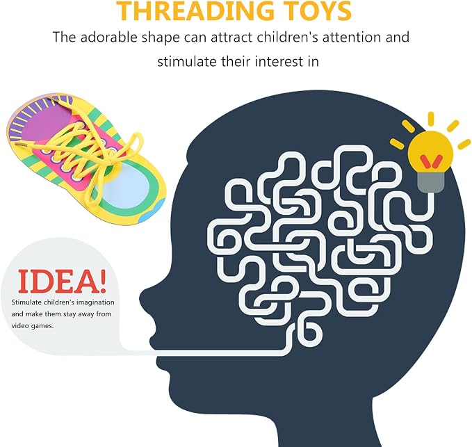 NUOBESTY Shoelace Threading Toys 5 Sets Lacing Toys for Kids Learn to Tie Shoelaces Practice Kit Early Childhood Education Material 7.08 X 3.93 in