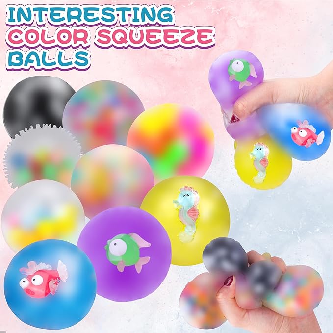 36 Pack Stress Balls, Squishy Balls, Squishy Fidget Stress Relief | Squeeze Ball for Adults Stress Relieve, Prize Box for Friends, Party Favors