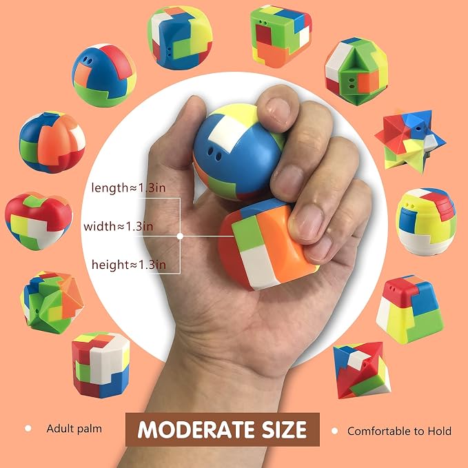 Brain Teaser Puzzles for Kids Teens and Adults 12Pcs,Mind Game Puzzle Set, 3D Plastic Unlock Interlock Toy, Desk Toys for Office for Adults,Suitable for IQ,Logic Test, Fidgeting and Pastime
