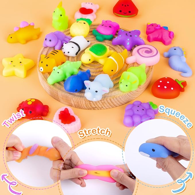VISCOO 120 Pack Squishy Toys, Mochi Squishy Bulk, Kawaii Squishies for Kids | Stress Relief Sensory Toys, Treasure Box Toys for Classroom Prizes, Easter Basket Stuffers,Goodie Bags Fillers Party Favors