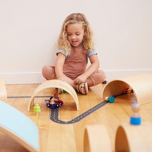 ECR4Kids Wooden Tunnels and Arches, Block Play, Natural, 10-Piece | Durable hardwood, GREENGUARD Gold Certified, 2 years +, 4 sizes, STEM learning & motor skill development, classroom/playroom