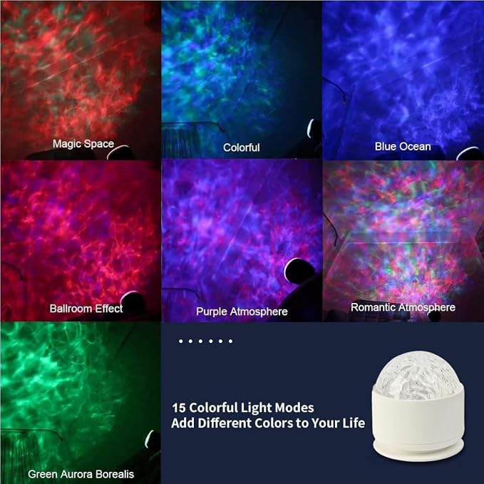 Calming Sensory Lights, Sensory Toys for Kids with Autism, Ocean Light Projector with 15 Color Patterns, Light Projects Water Ripple Effects onto Walls and Ceilings, Autism Toy,for Children and Adults