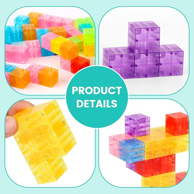 ZHENFINITY 200PCS Rainbow Magnetic Building Blocks, STEM Construction Toy | Light-Through Blocks for Open-Ended Building, Creativity and Hands-On Play, Gift for Boys and Girls Ages 4-8