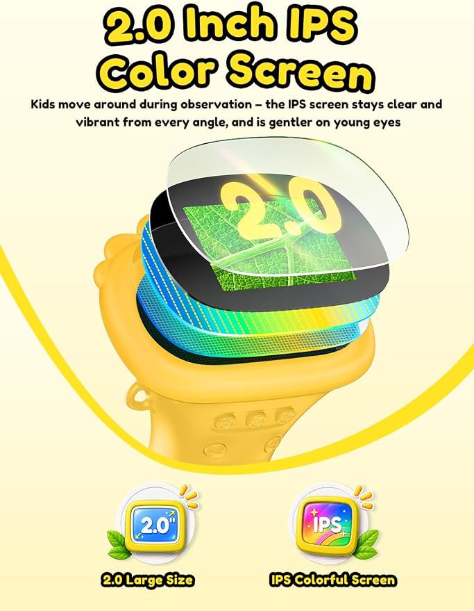Acoath Microscope for Kids, 1000X Handheld Digital Miniscope with 2.0" Screen, Portable Pocket Microscope Education Toys Birthday Gifts for Age 3 4 5 6 7 8 9 10 Girls Boys