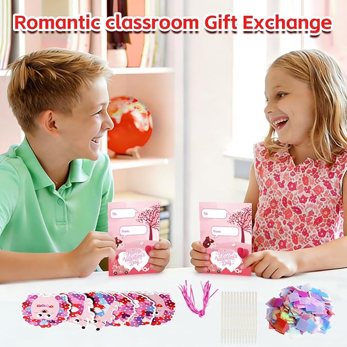 Fennoral 24 Pack Valentine's Day Craft Kits for Kids Make You Own Hedgehog Heart Poke in Art and Craft with Card DIY for Valentines Day Gift for Kids Classroom Activities Party Decoration