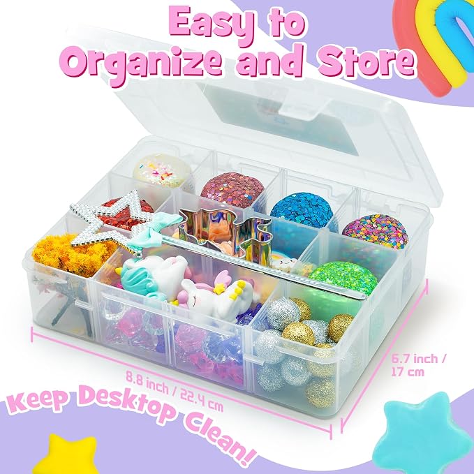 SIMPLIPLAY Unicorn Sensory Dough Kit, 6PCS 18oz Glitter Doughs | Non-Toxic Colorful Sensory Dough with Accessories(120 Pcs+) for Girls with Cutter, Unicorn Toys, Improve Fine Motor Skills