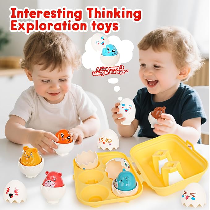 Easter Eggs,Montessori Fun Geometric Egg Toys for Toddlers 1-2,Early Learning Educational Fine Motor Shape Sorter Matching Games Easter Basket Stuffers Gifts for Boys Girls