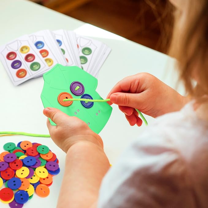 Lacing Cards Sequence Game - Threading. Sewing, Button Lace Occupational Therapy Toy, Boys & Girls Fine Motor Toys, Educational Preschool Games for Kids Ages 4+