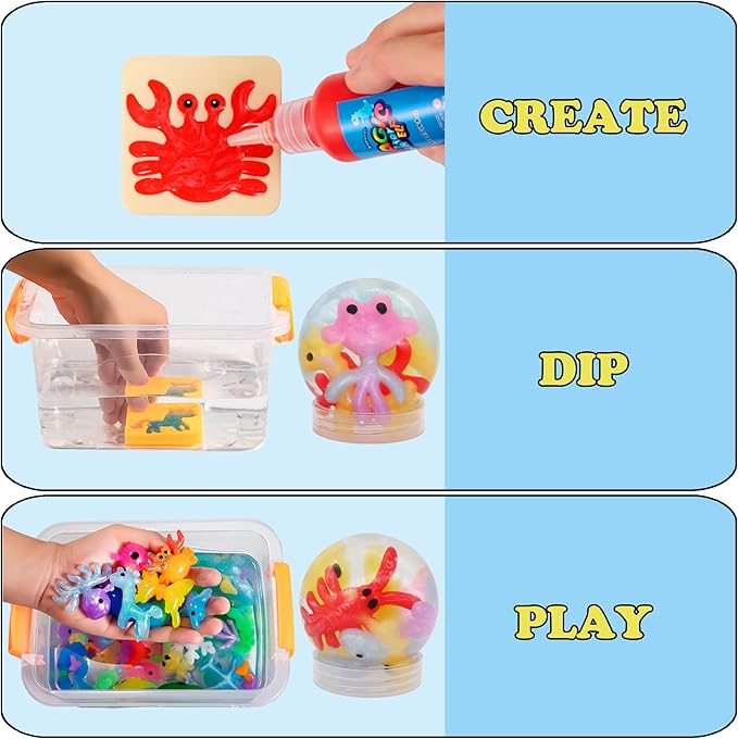 Kidisego Aqua Fairy Water Gel Kit for Kids, Magic Water Elf Toy Kit with 20 Colors Magic Gel, Aqua Fairy kit with 24 Shape Molds, Crate Your Own Magic Elf Kits Water Pets Craft Kits for Kids