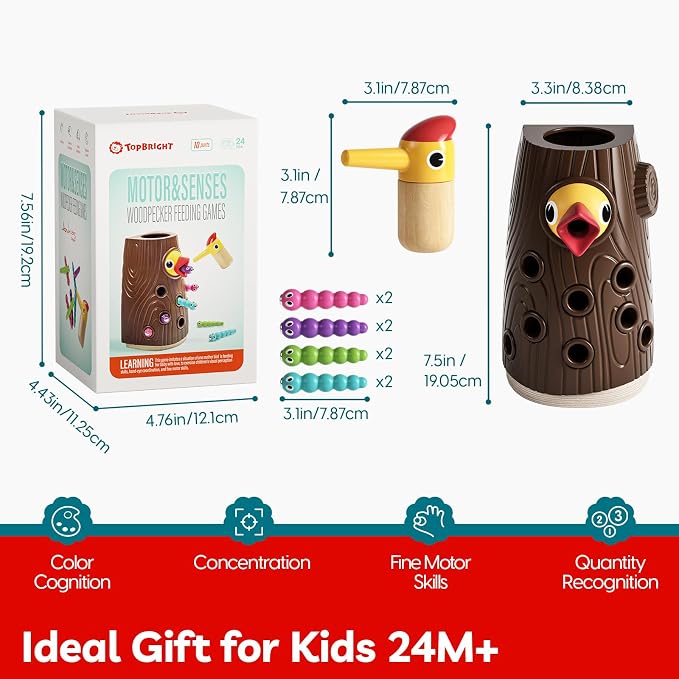 TOP BRIGHT Montessori Toys for 2 Year Old, Magnetic Bird Feeding Game | Learning Toys for Toddlers 2-4 Years, Fine Motor Skills Toy for 3 Years Old Girls and Boys, Gifts for 2 Year Old Girls Boys
