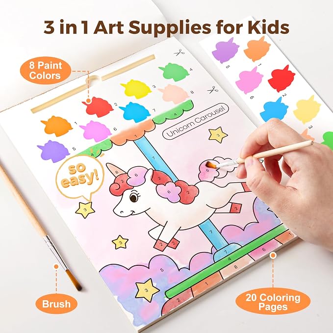 Jar Melo Paint with Water Books for Toddlers, Unicorns | Mess-Free Watercolor Painting Activity for Kids Ages 3-5 4-8, Arts Crafts Coloring Travel Toy with Brush for Boys and Girls